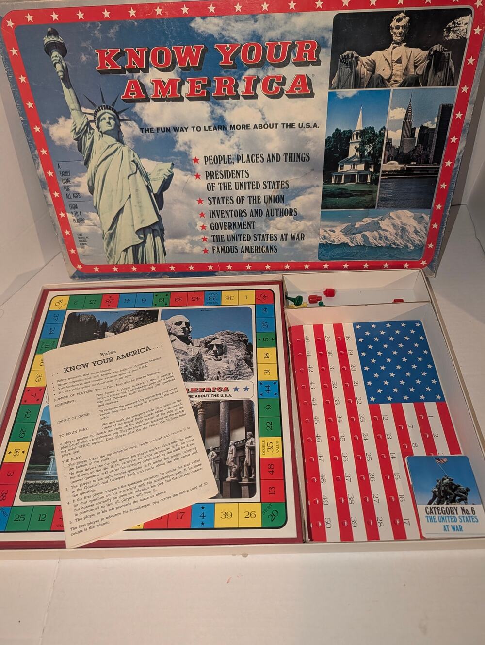 Vintage Know Your America Board Game 1982 Cadaco Complete!
